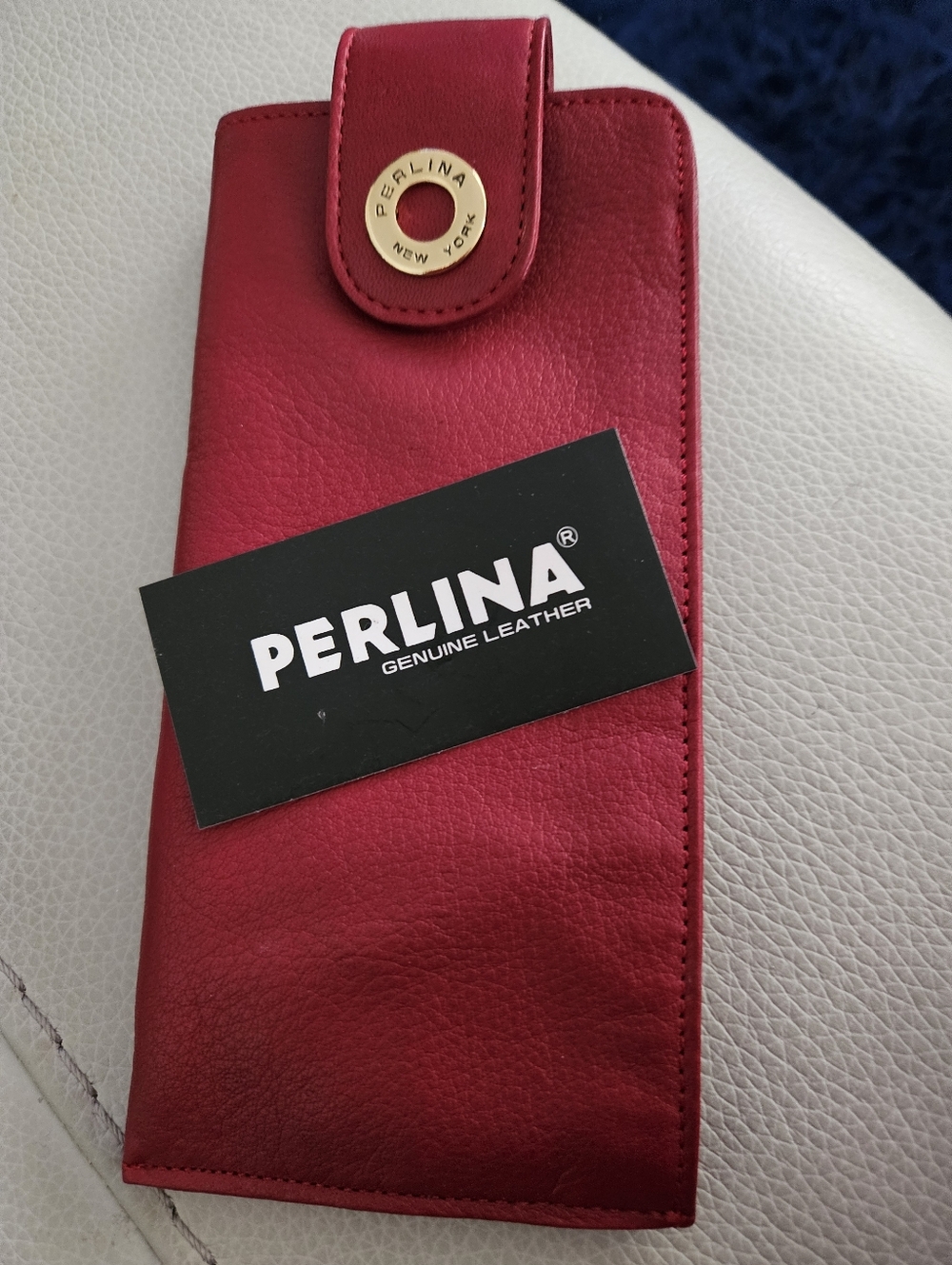 Perlina Red Leather Long Eyeglass with Snap Closure,Will Hold 2 Pairs Of Glasses